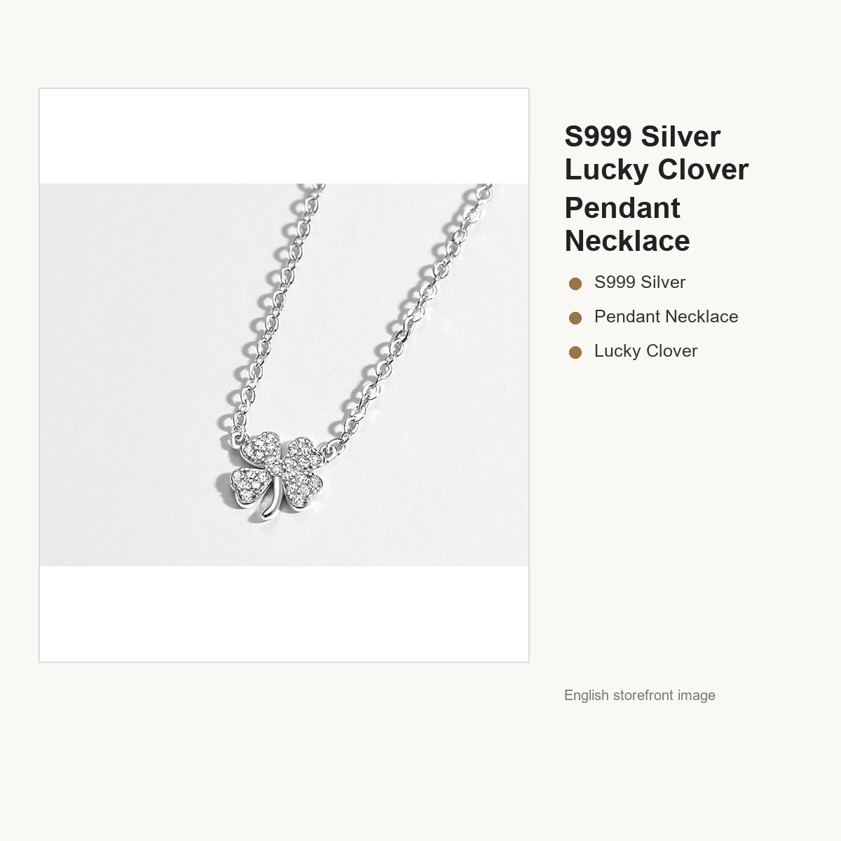 S999 Silver Lucky Clover Pendant Necklace for Women gallery image 2