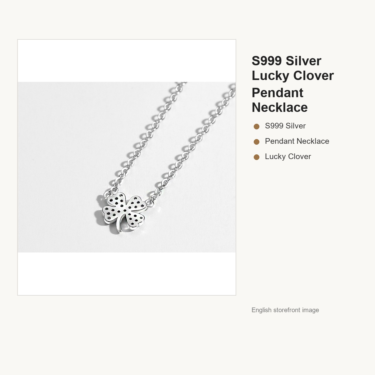 S999 Silver Lucky Clover Pendant Necklace for Women gallery image 3