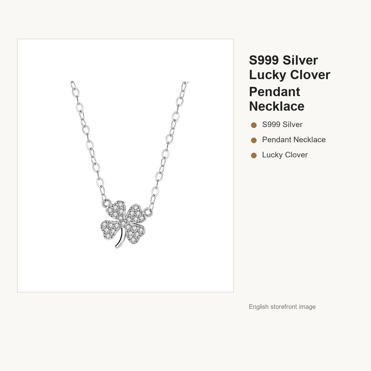 S999 Silver Lucky Clover Pendant Necklace for Women gallery image 4