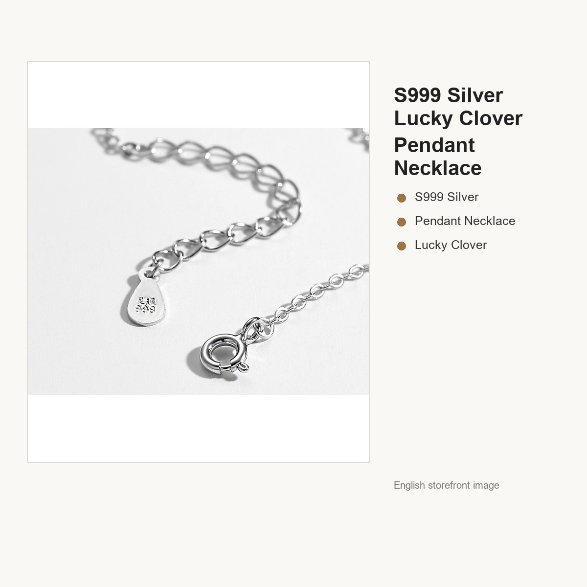 S999 Silver Lucky Clover Pendant Necklace for Women gallery image 5
