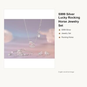 S999 Silver Lucky Rocking Horse Jewelry Set for Women gallery image 1