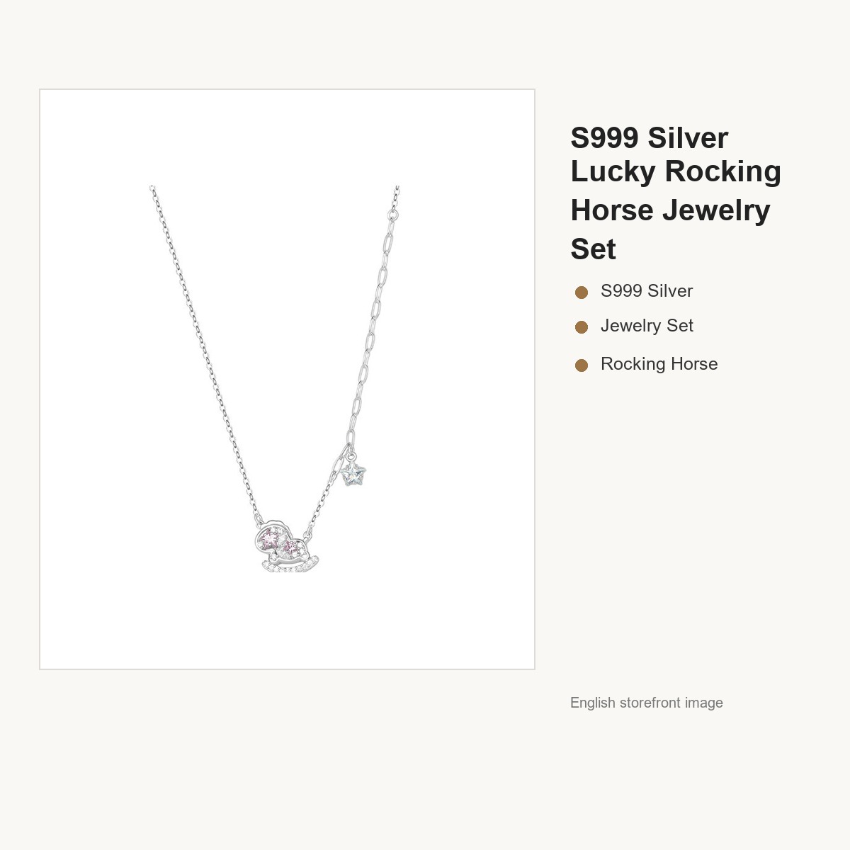 S999 Silver Lucky Rocking Horse Jewelry Set for Women gallery image 5