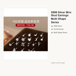S999 Silver Mini Stud Earrings Multi Shape Series gallery image 1
