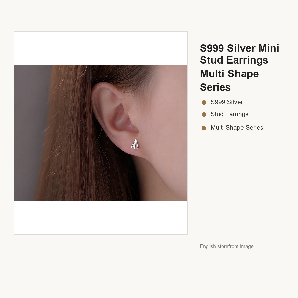 S999 Silver Mini Stud Earrings Multi Shape Series gallery image 4