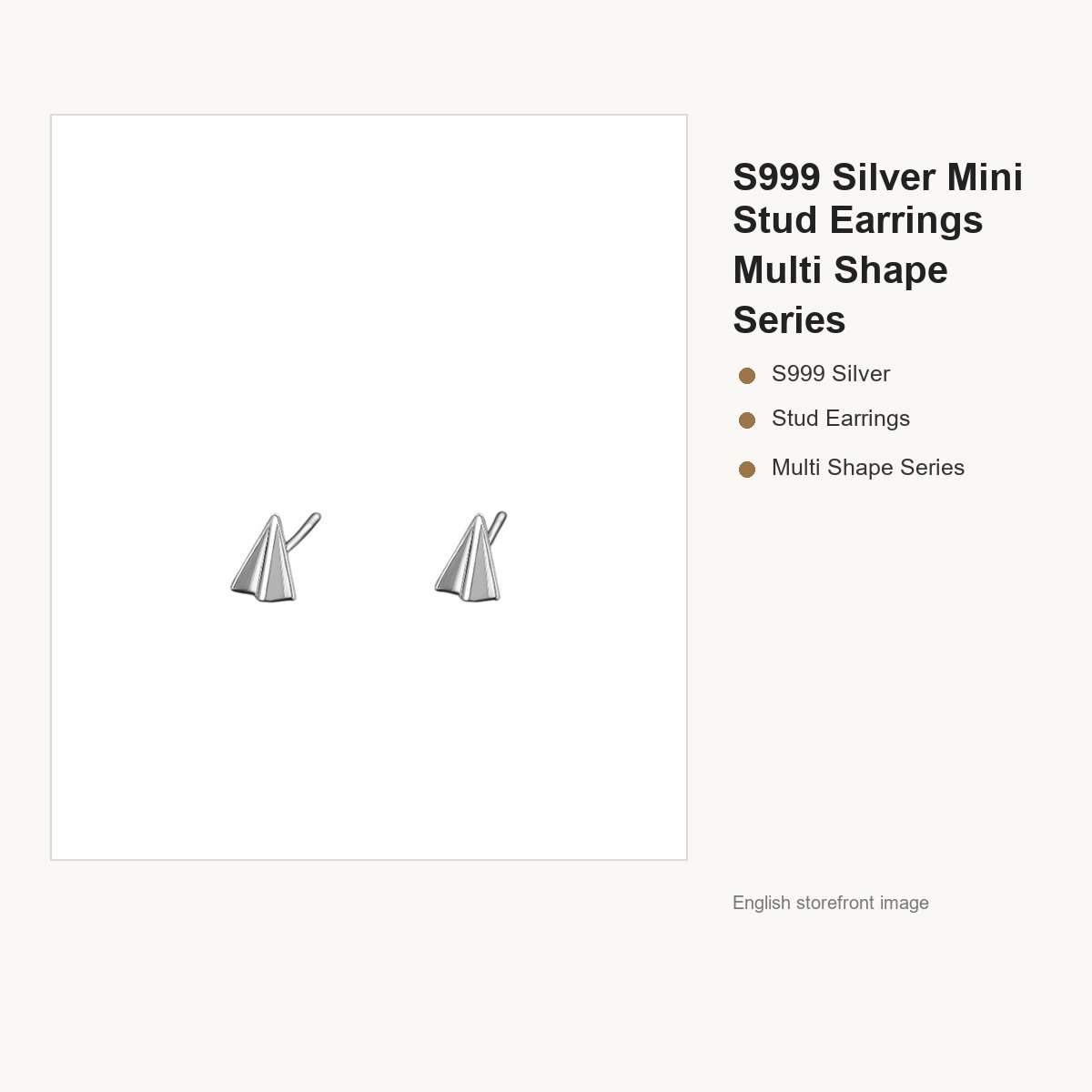 S999 Silver Mini Stud Earrings Multi Shape Series gallery image 5