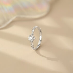 S999 Silver Minimalist CZ Open Ring for Women main product image 1