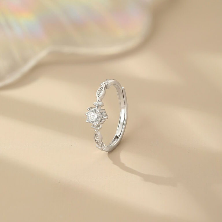 S999 Silver Minimalist CZ Open Ring for Women main product image 1