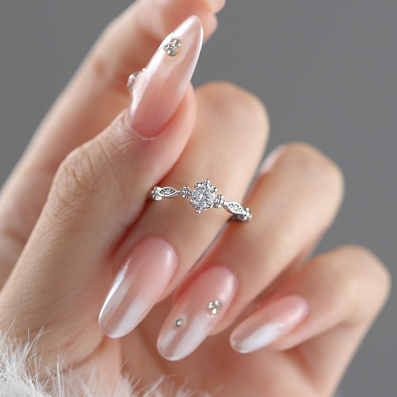 S999 Silver Minimalist CZ Open Ring for Women main product image 2
