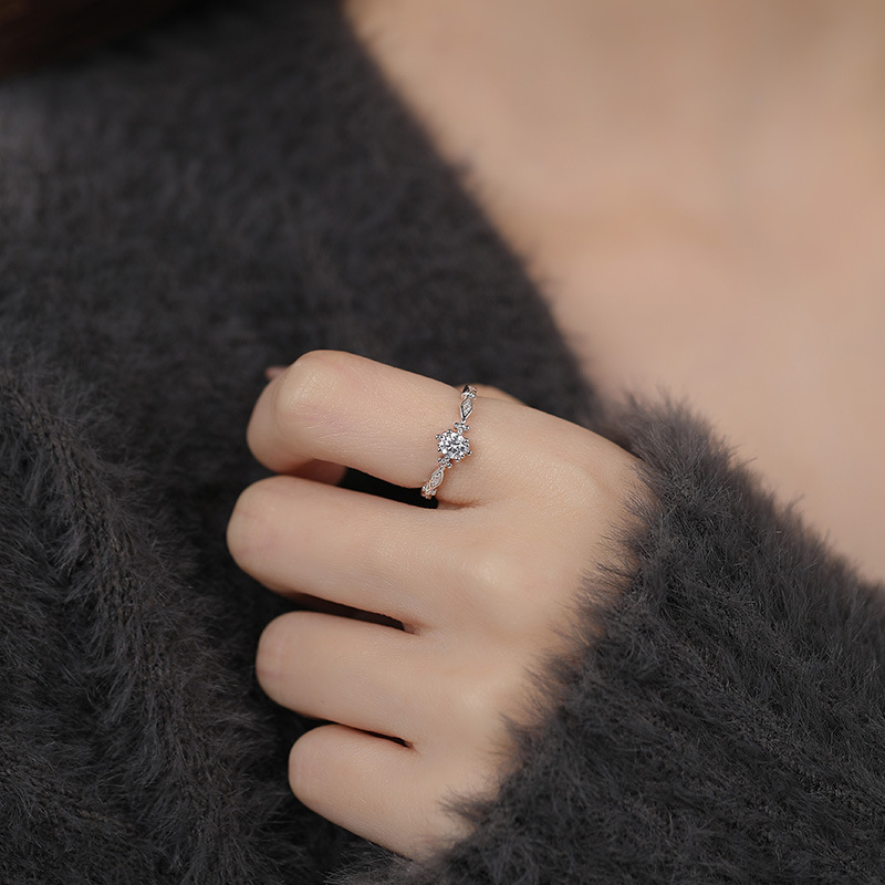 S999 Silver Minimalist CZ Open Ring for Women main product image 4