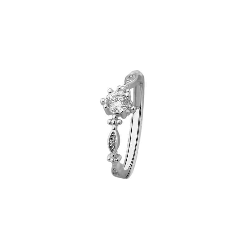 S999 Silver Minimalist CZ Open Ring for Women main product image 5