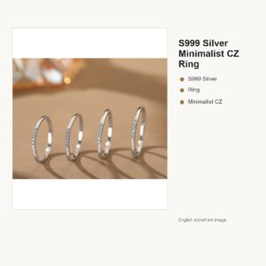 S999 Silver Minimalist CZ Ring for Women gallery image 1