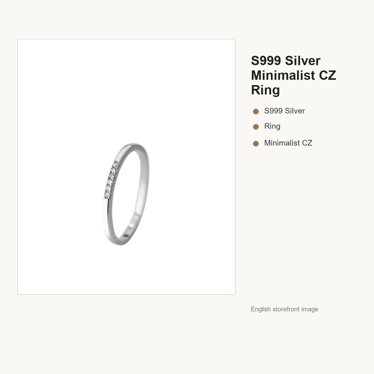 S999 Silver Minimalist CZ Ring for Women gallery image 5