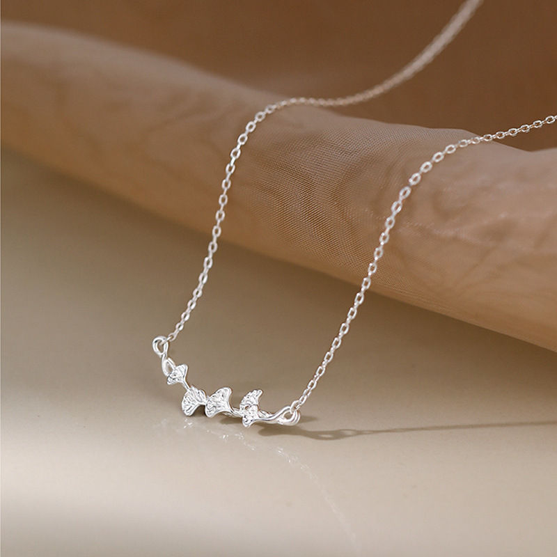 S999 Silver Minimalist Korean Style Collarbone Chain Necklace for Women main image 3