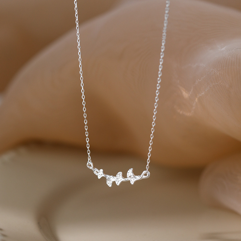 S999 Silver Minimalist Korean Style Collarbone Chain Necklace for Women main image 4