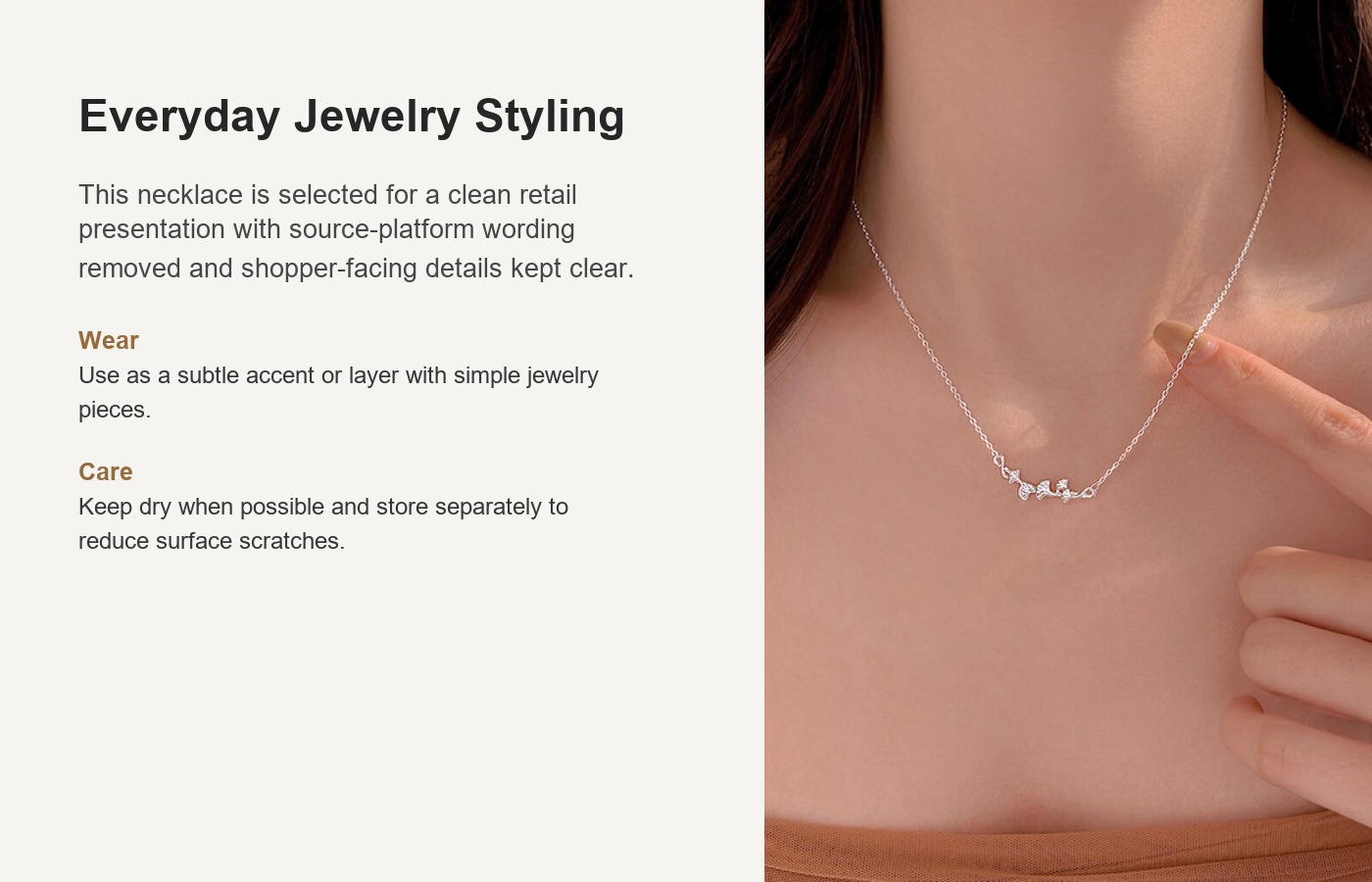 S999 Silver Minimalist Korean Style Collarbone Chain Necklace for Women detail image