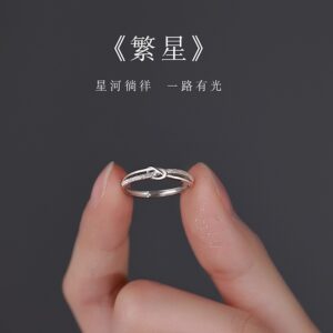S999 Silver Minimalist Light Luxury Openwork Ring for Women main image 1