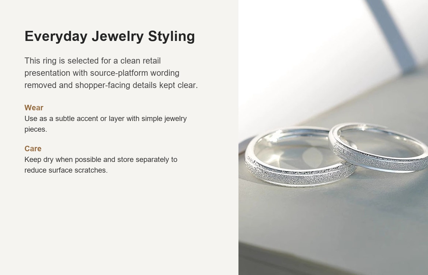 S999 Silver Minimalist Light Luxury Ring detail image