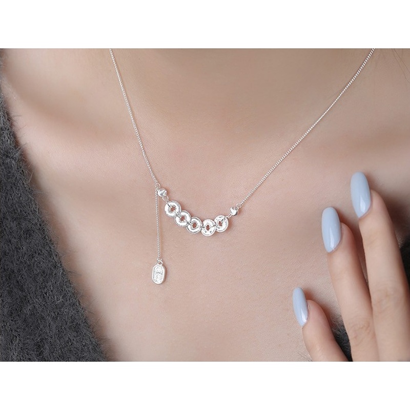 S999 Silver Minimalist Pendant Necklace clean product image 4