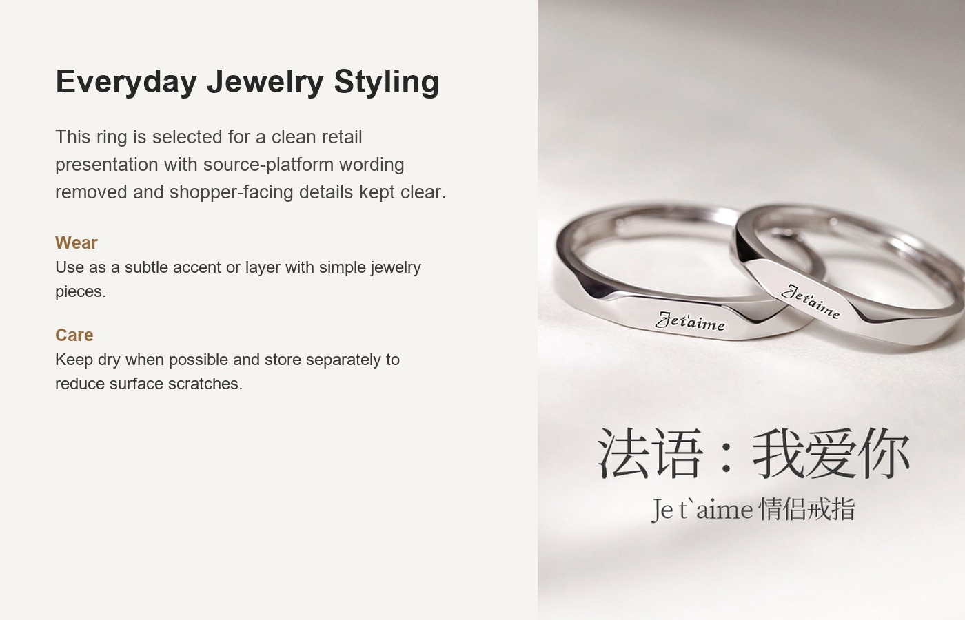 S999 Silver Minimalist Ring for Women detail image