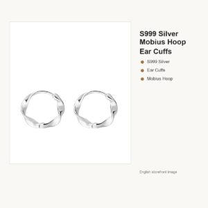 S999 Silver Mobius Hoop Ear Cuffs for Women gallery image 1