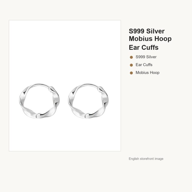 S999 Silver Mobius Hoop Ear Cuffs for Women gallery image 1