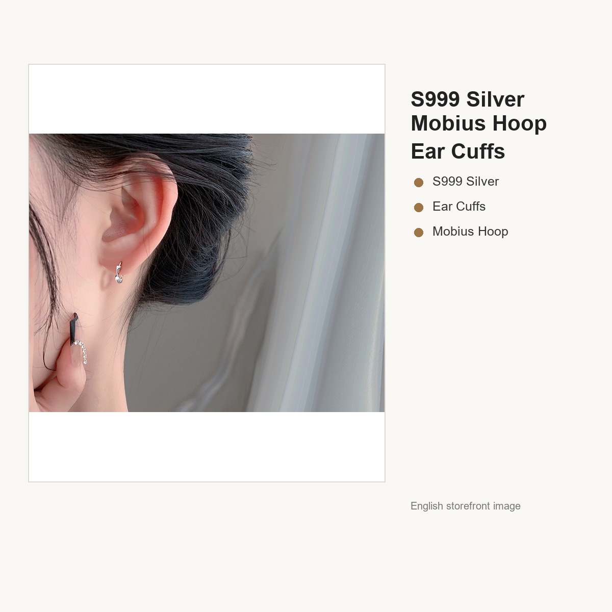 S999 Silver Mobius Hoop Ear Cuffs for Women gallery image 3