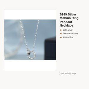 S999 Silver Mobius Ring Pendant Necklace for Women gallery image 1