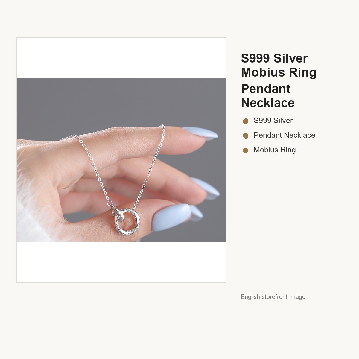S999 Silver Mobius Ring Pendant Necklace for Women gallery image 2