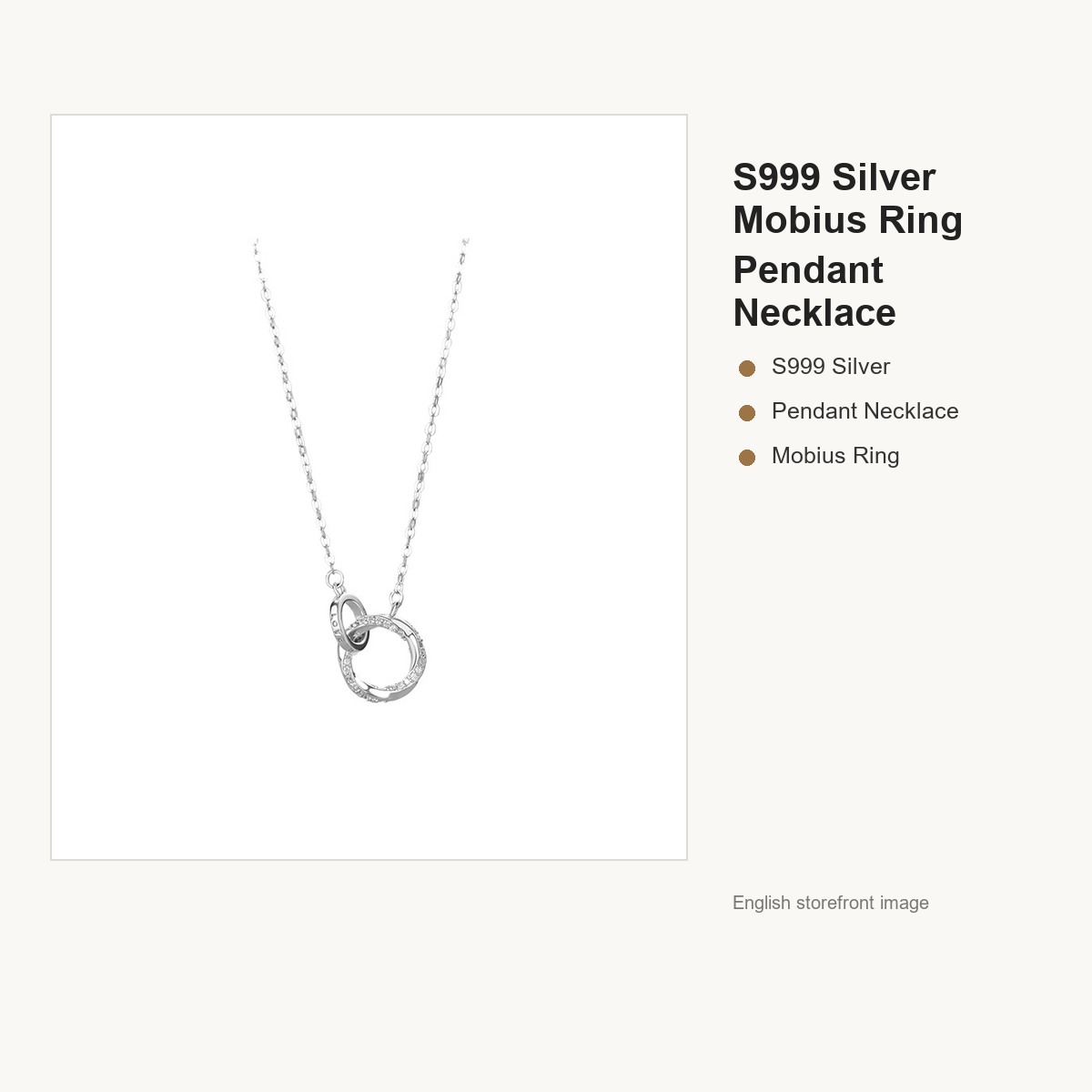 S999 Silver Mobius Ring Pendant Necklace for Women gallery image 5