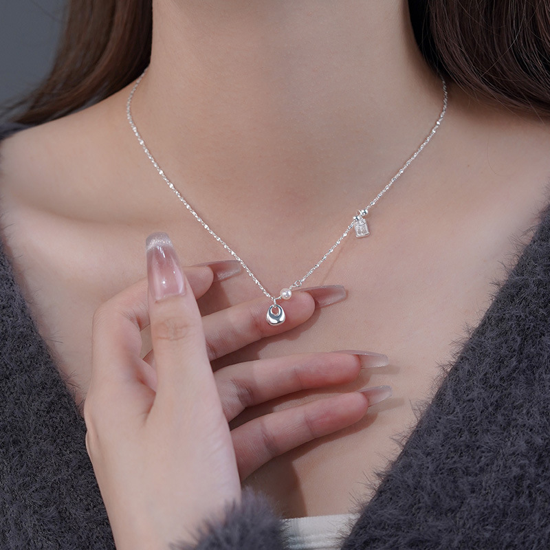S999 Silver Modern Chinese Fu Tag Pendant Necklace for Women main product image 4