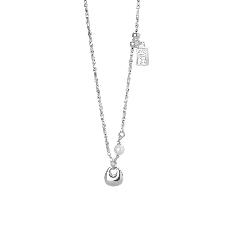S999 Silver Modern Chinese Fu Tag Pendant Necklace for Women main product image 5