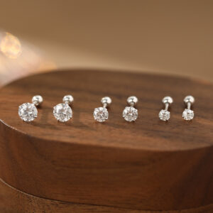 S999 Silver Moissanite Stud Earrings for Women, Multiple Sizes main product image 1