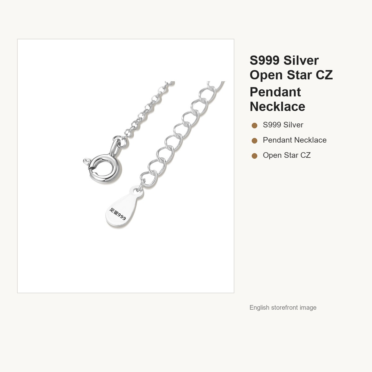 S999 Silver Open Star CZ Pendant Necklace for Women gallery image 4