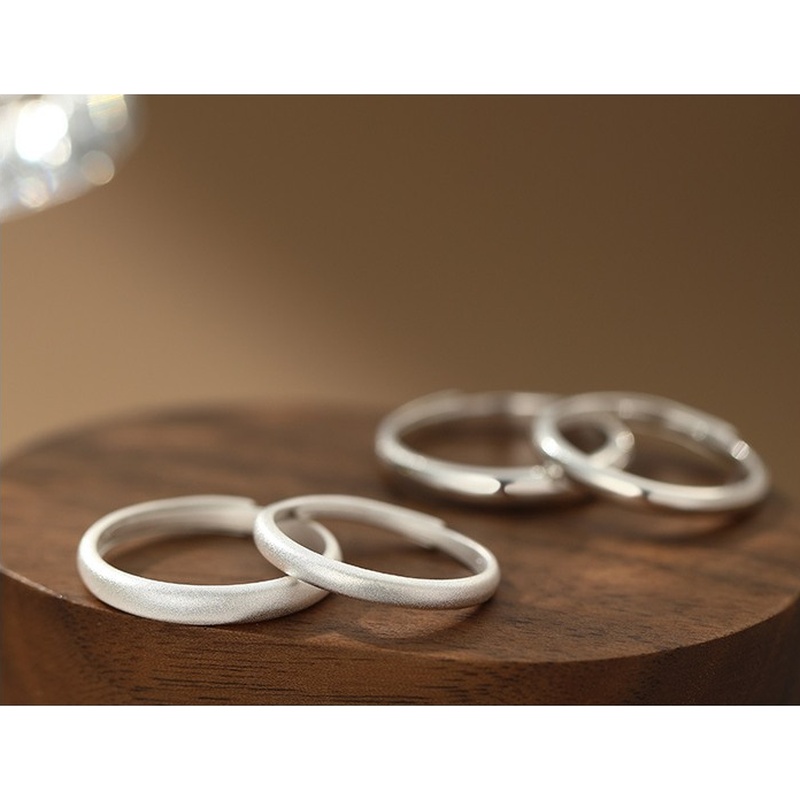 S999 Silver Plain Band Couple Ring Set for Women and Men clean product image 1
