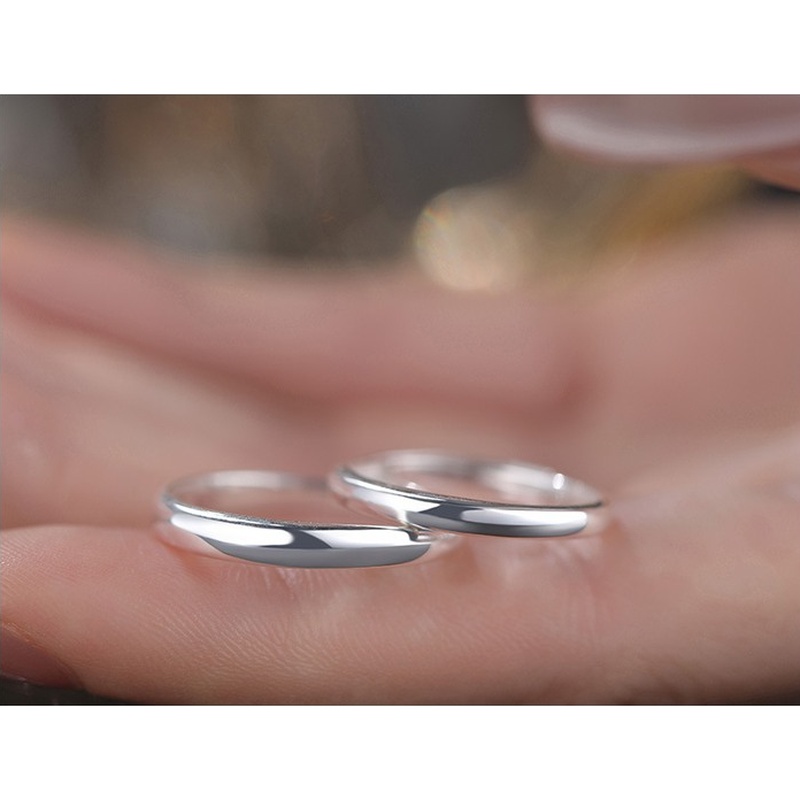 S999 Silver Plain Band Couple Ring Set for Women and Men clean product image 2