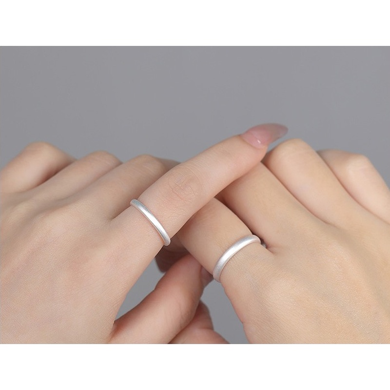 S999 Silver Plain Band Couple Ring Set for Women and Men clean product image 3