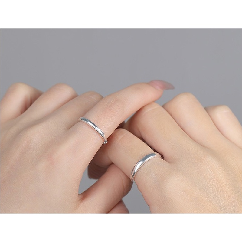 S999 Silver Plain Band Couple Ring Set for Women and Men clean product image 4