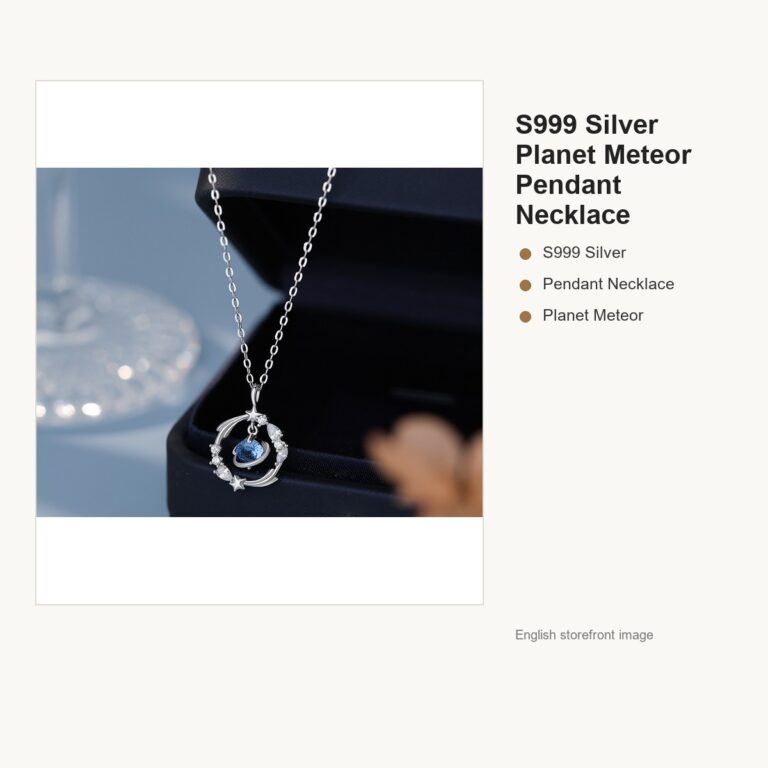 S999 Silver Planet Meteor Pendant Necklace for Women gallery image 1