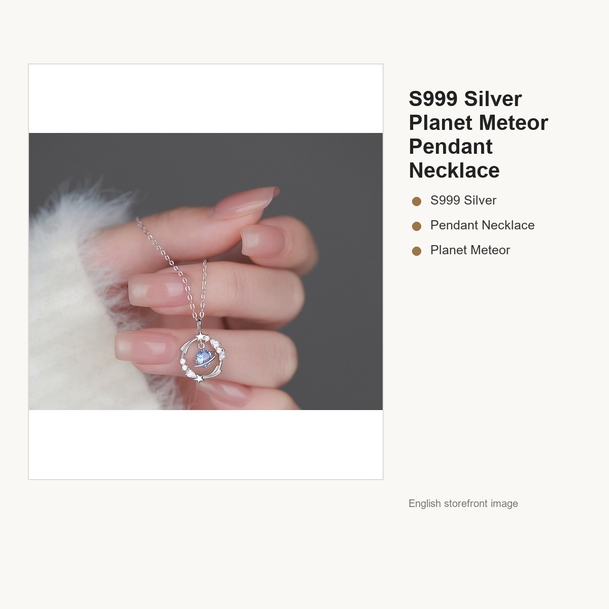 S999 Silver Planet Meteor Pendant Necklace for Women gallery image 2