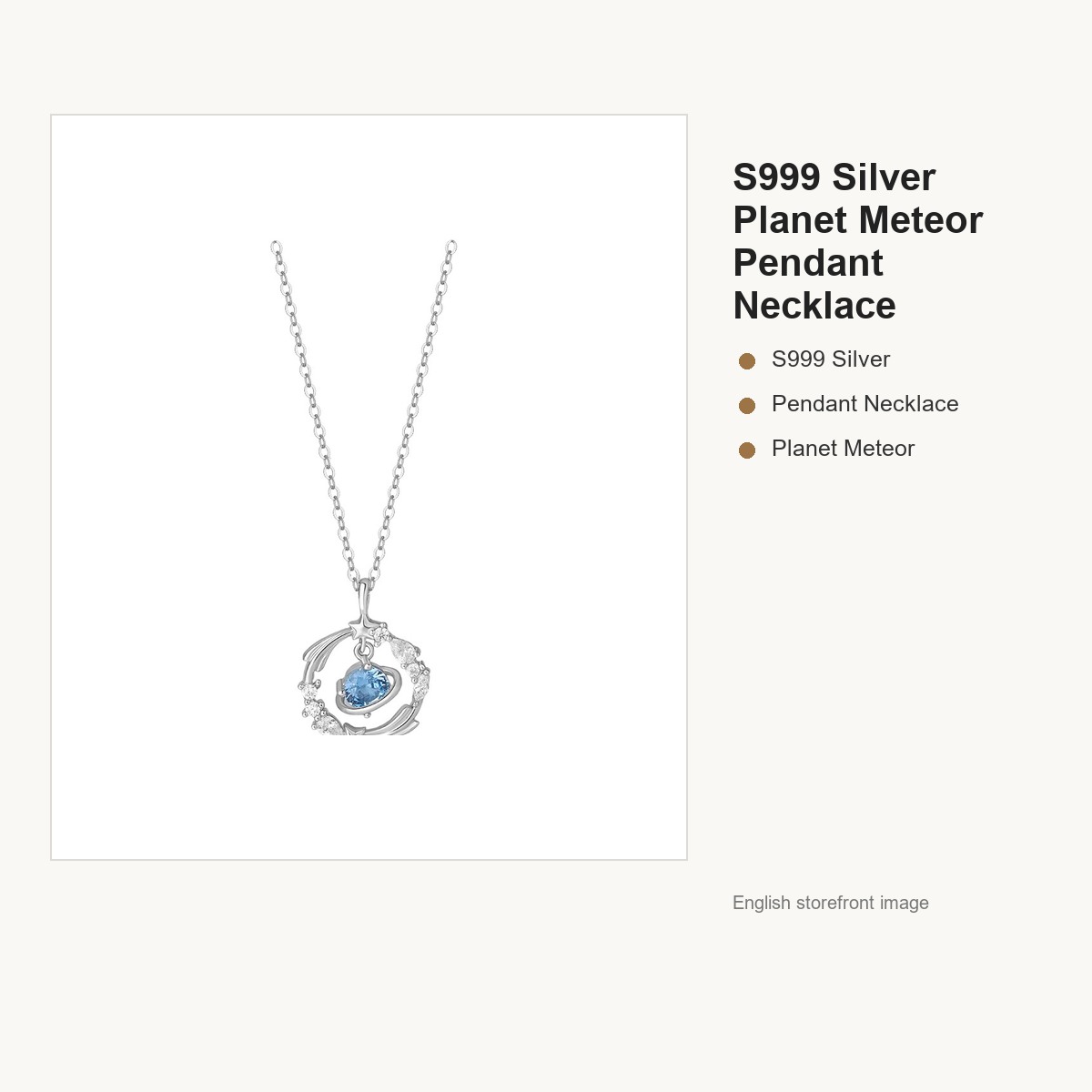 S999 Silver Planet Meteor Pendant Necklace for Women gallery image 5