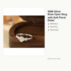 S999 Silver Rose Open Ring with Soft Floral Detail gallery image 1