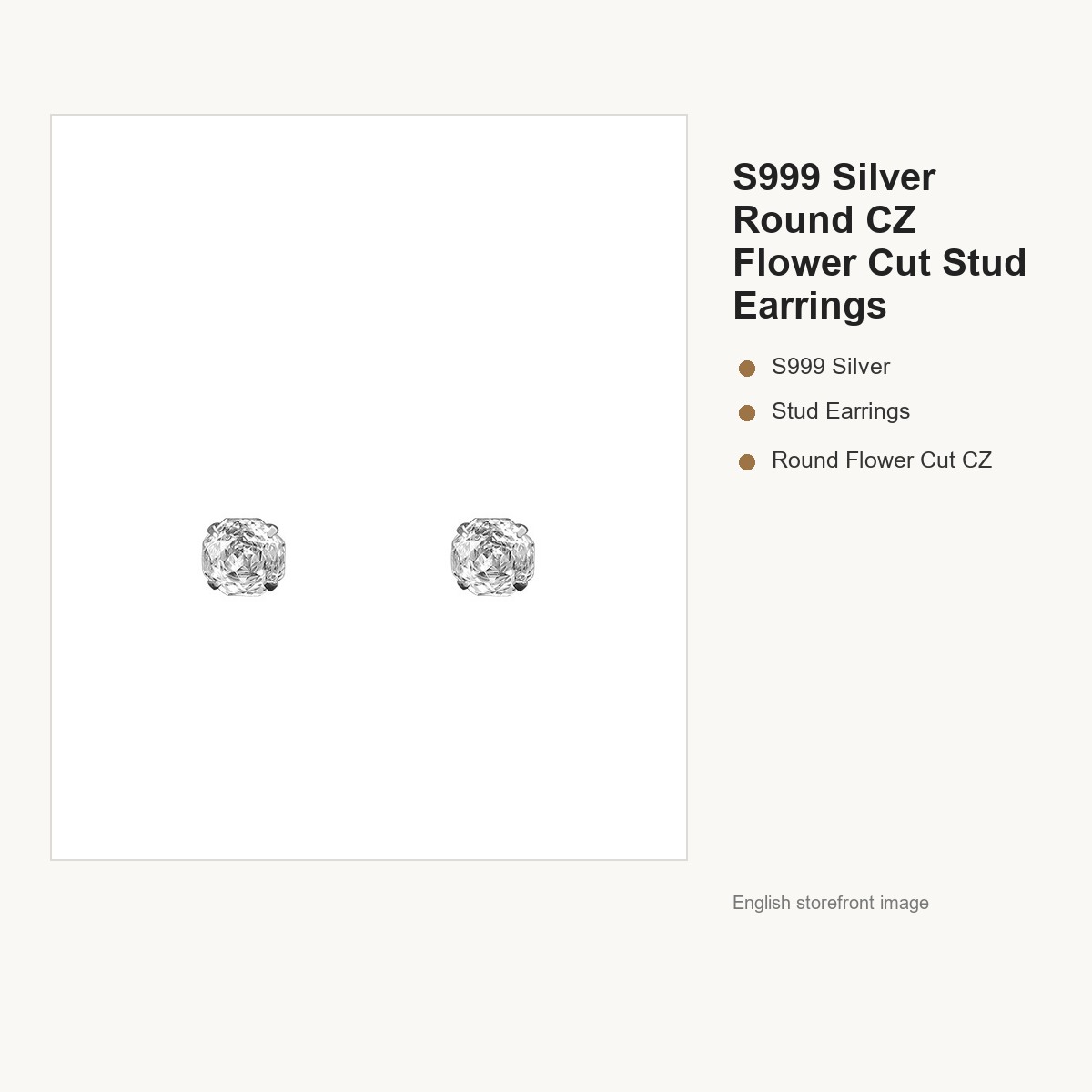 S999 Silver Round CZ Flower Cut Stud Earrings for Women gallery image 5