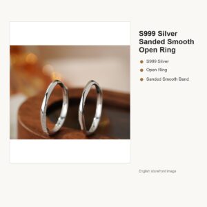 S999 Silver Sanded Smooth Open Ring for Women gallery image 1