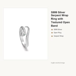 S999 Silver Serpent Wrap Ring with Textured Open Band gallery image 1