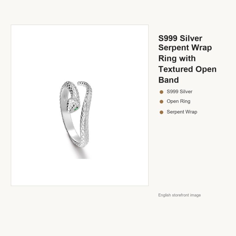 S999 Silver Serpent Wrap Ring with Textured Open Band gallery image 1