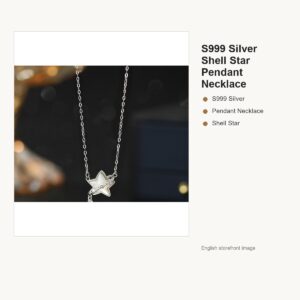 S999 Silver Shell Star Pendant Necklace for Women gallery image 1