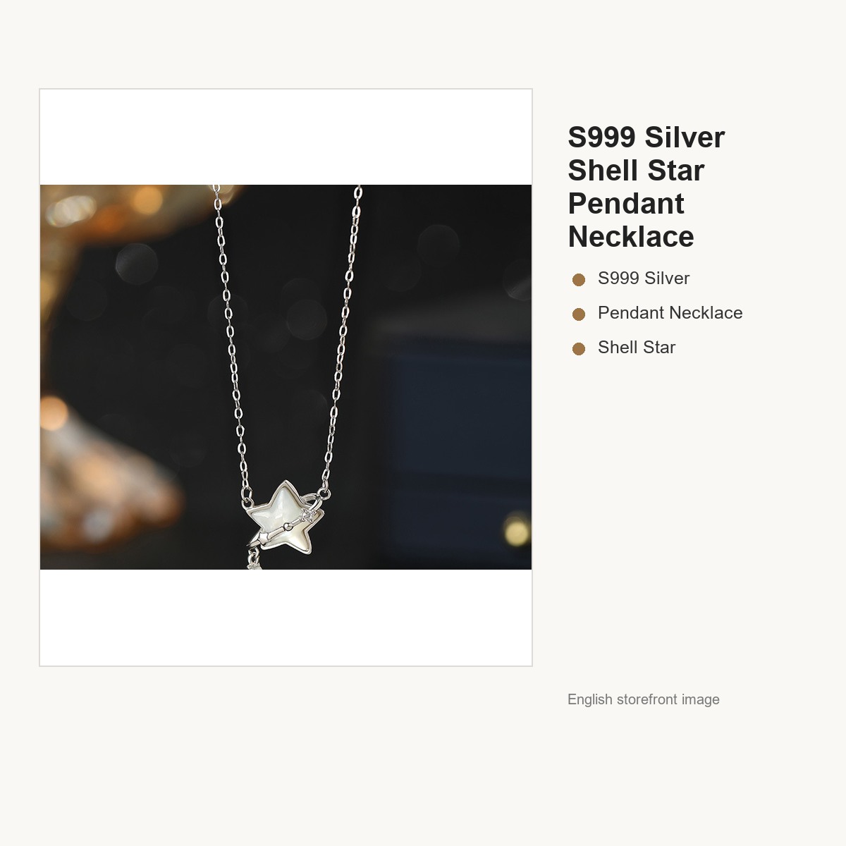 S999 Silver Shell Star Pendant Necklace for Women gallery image 1