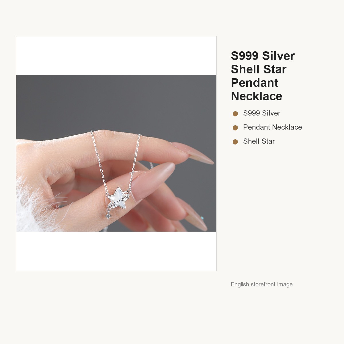 S999 Silver Shell Star Pendant Necklace for Women gallery image 2