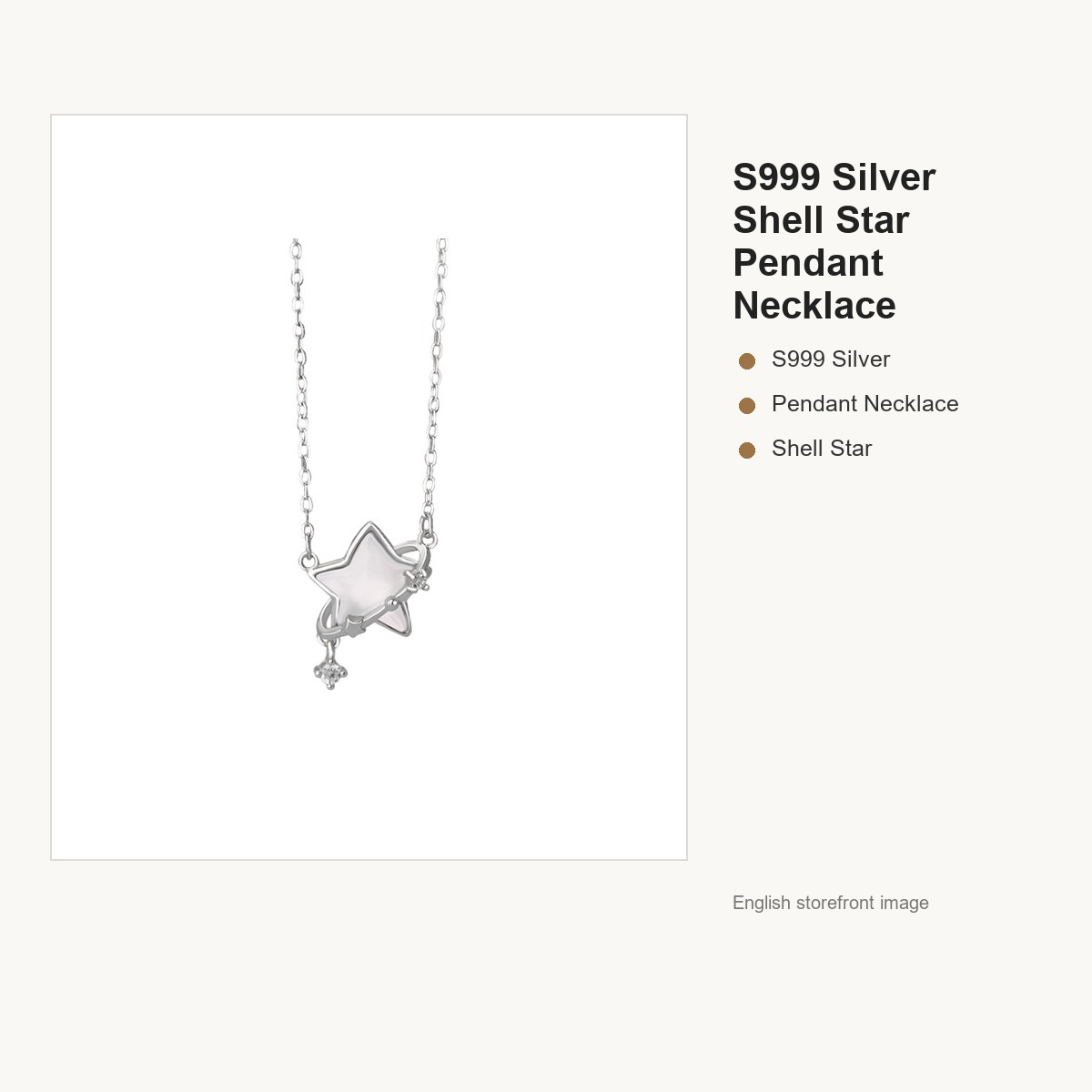 S999 Silver Shell Star Pendant Necklace for Women gallery image 5