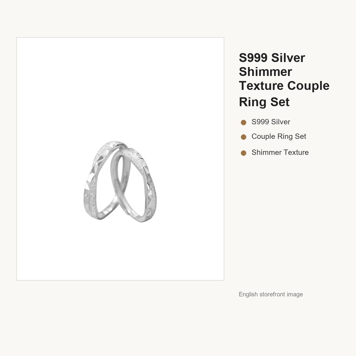 S999 Silver Shimmer Texture Couple Ring Set for Women and Men gallery image 5